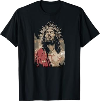 Face Of Jesus On A Cross With Crown Of Thorns T-Shirt