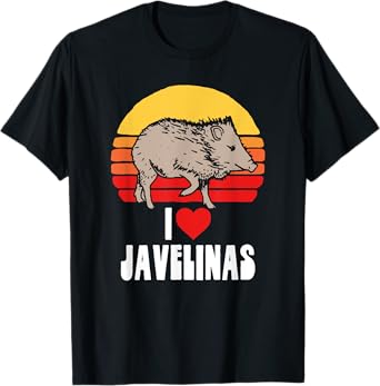 I Love Javelinas Vintage Retro 80s Sunset Cute Heart Arizona T-Shirt