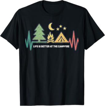 Life is better at the Campfire Vintage Outdoor Funny Camping T-Shirt
