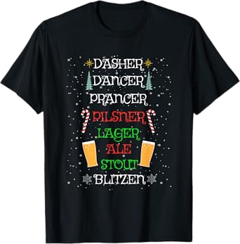 Cute Christmas Reindeer Pilsner Lager Ale Stout Beer Lover T-Shirt