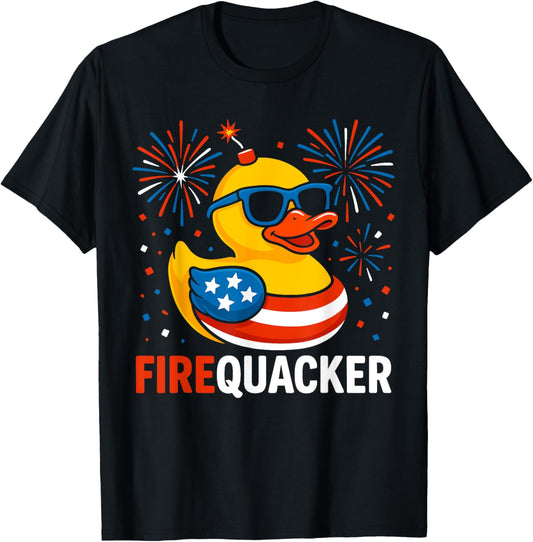 Funny 4th of July Duck Firequacker Patriotic Fourth of July T-Shirt
