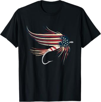 American Flag Salmon Fly T-Shirt T-Shirt for Women Kids Men