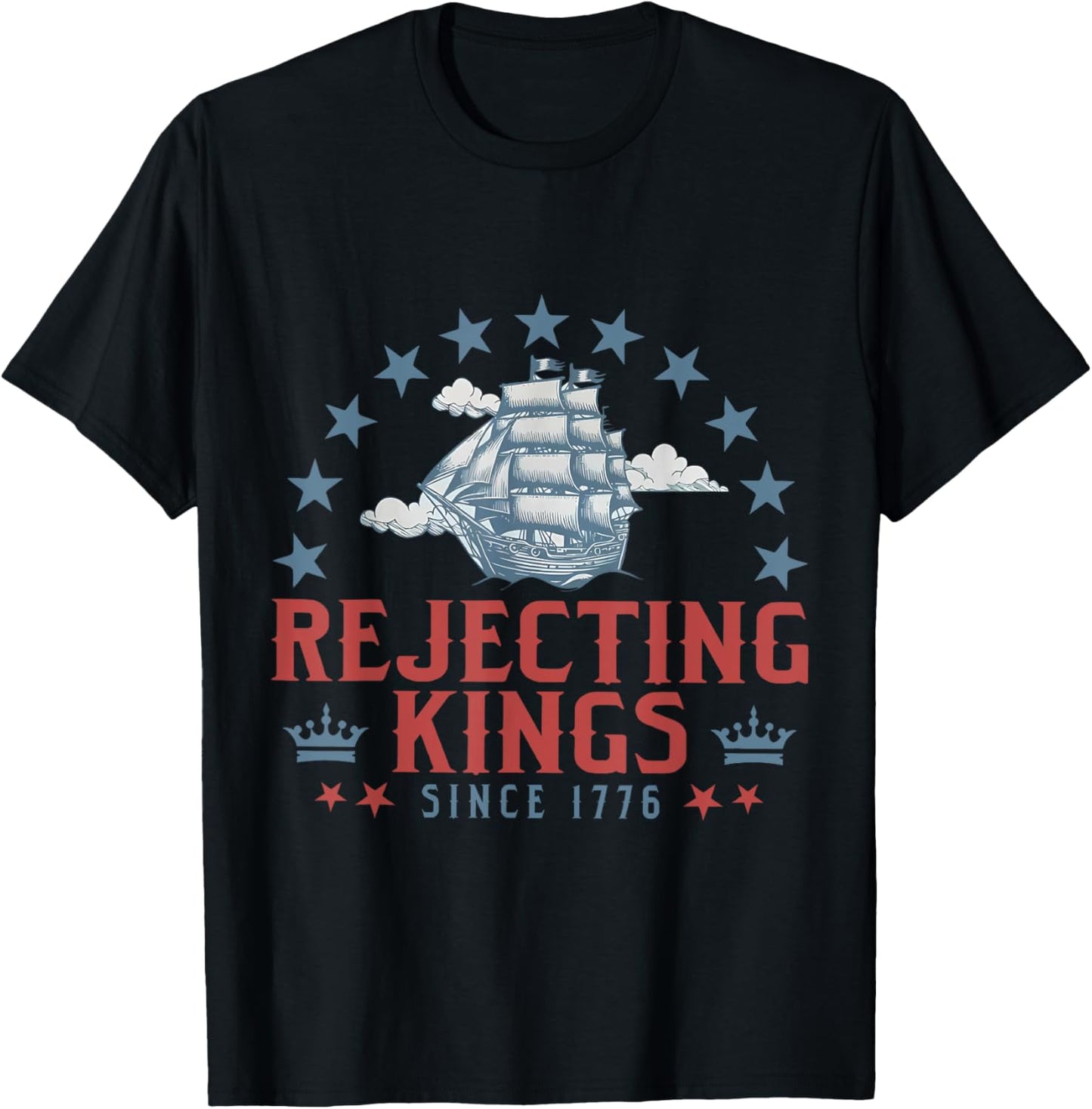Rejecting Kings Since 1776 Bald Eagle Patriotic USA Flag T-Shirt