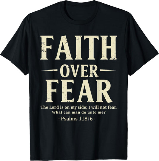 Christian Women Girls Kids Jesus Religious Faith Over Fear T-Shirt
