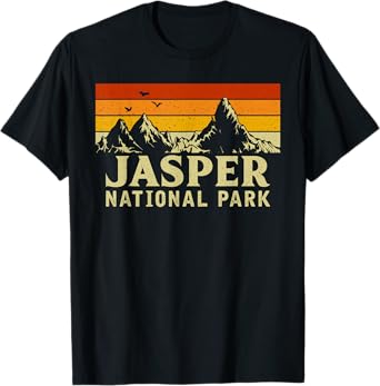 Vintage Retro Mountain Graphics Jasper National Park T-Shirt