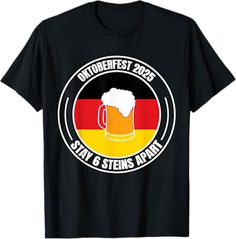 Oktoberfest 2025 6 Stein Apart Beer October Funny Drinking T-Shirt