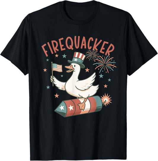Firequacker Funny Goose Firecracker 4th Of July T-shirt