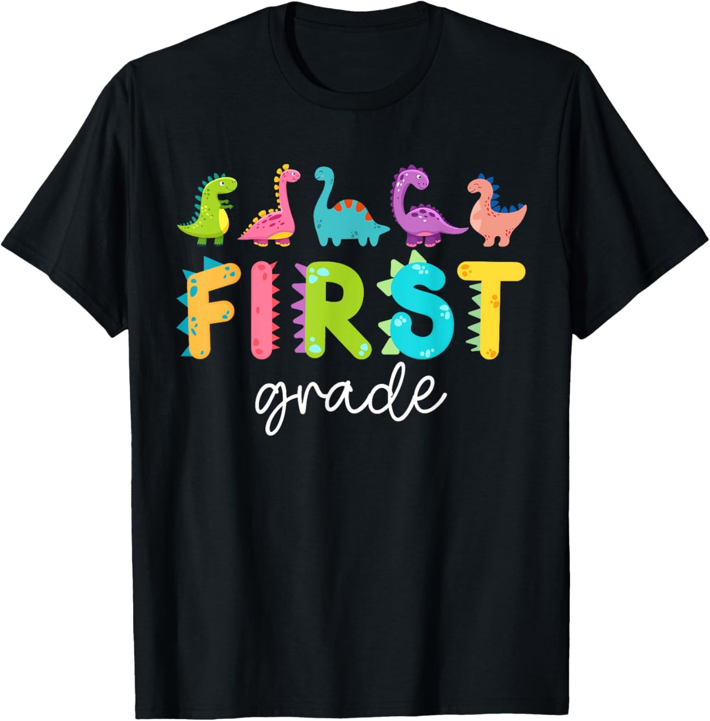 First Grade Dinosaurs Back To School 1st Grade Teacher T-shirt by TeeBrew