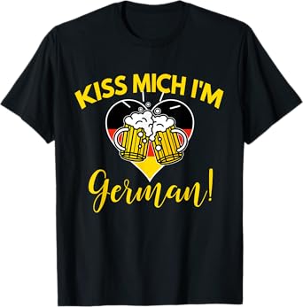 Oktoberfest T Shirt - Kiss Me I'm German Flag Heart
