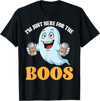 Halloween Drinking Ghost I'm Just Here for The Boos Beer T-Shirt