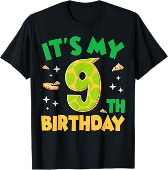 Boys It's My 9th Birthday Funny Turtle Birthday Party T-Shirt