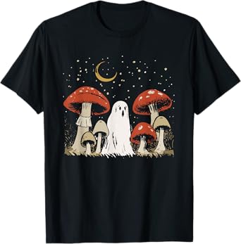 Halloween Mushroom Ghost Vintage Grunge 90 Aesthetic Graphic T-Shirt