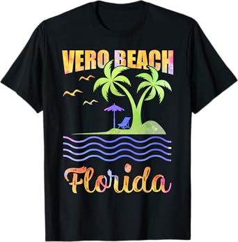 Summer Vacation Retro Sunset Florida Vero Beach Men Women Kids T-Shirt