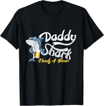 Mens Daddy Shark Needs A Beer Funny T-Shirt