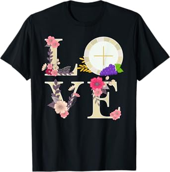 Eucharist Host Catholic 1st Holy Communion Gifts for Girls T-Shirt