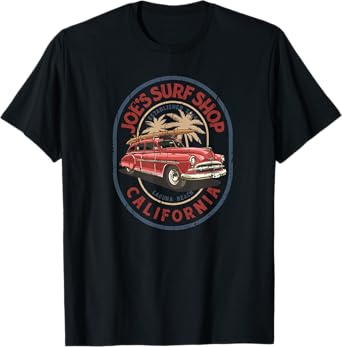 Joe's Surf Shop Vintage Surf Car and Board Logo T-Shirt