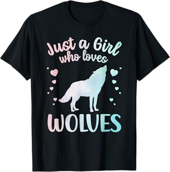Cute Wolf Art for Women Girls Wof Pack Wolves Wolf Lover T-Shirt