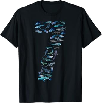 7th Birthday Boy Seven-Year-Old Sea Ocean Fish Whale Shark T-Shirt
