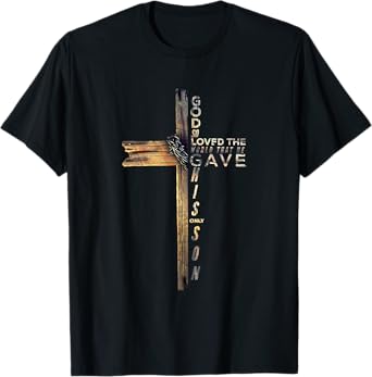 John 3:16 God So Loved The World Christian Cross T-Shirt