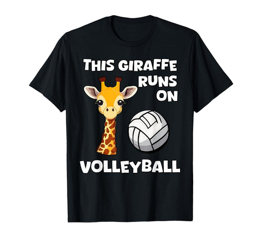 This Giraffe Runs On Volleyball Fun Giraffe Wildlife T-Shirt
