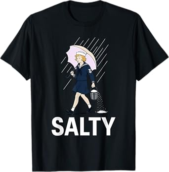 Navy-Girl Hold Umbrella Walking In Rain Salty Navy-Girl T-Shirt