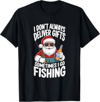 Santa Fishing Funny Christmas Fisherman T-Shirt