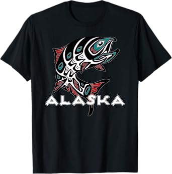 Alaska Salmon Fishing Native American Indigenous Tlingit Art T-Shirt