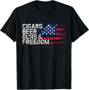 Cigars Beer Guns & Freedom T-Shirt Beers Bar T-Shirt
