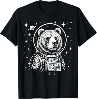Astronaut Grizzly Bear Space Galaxy T-Shirt