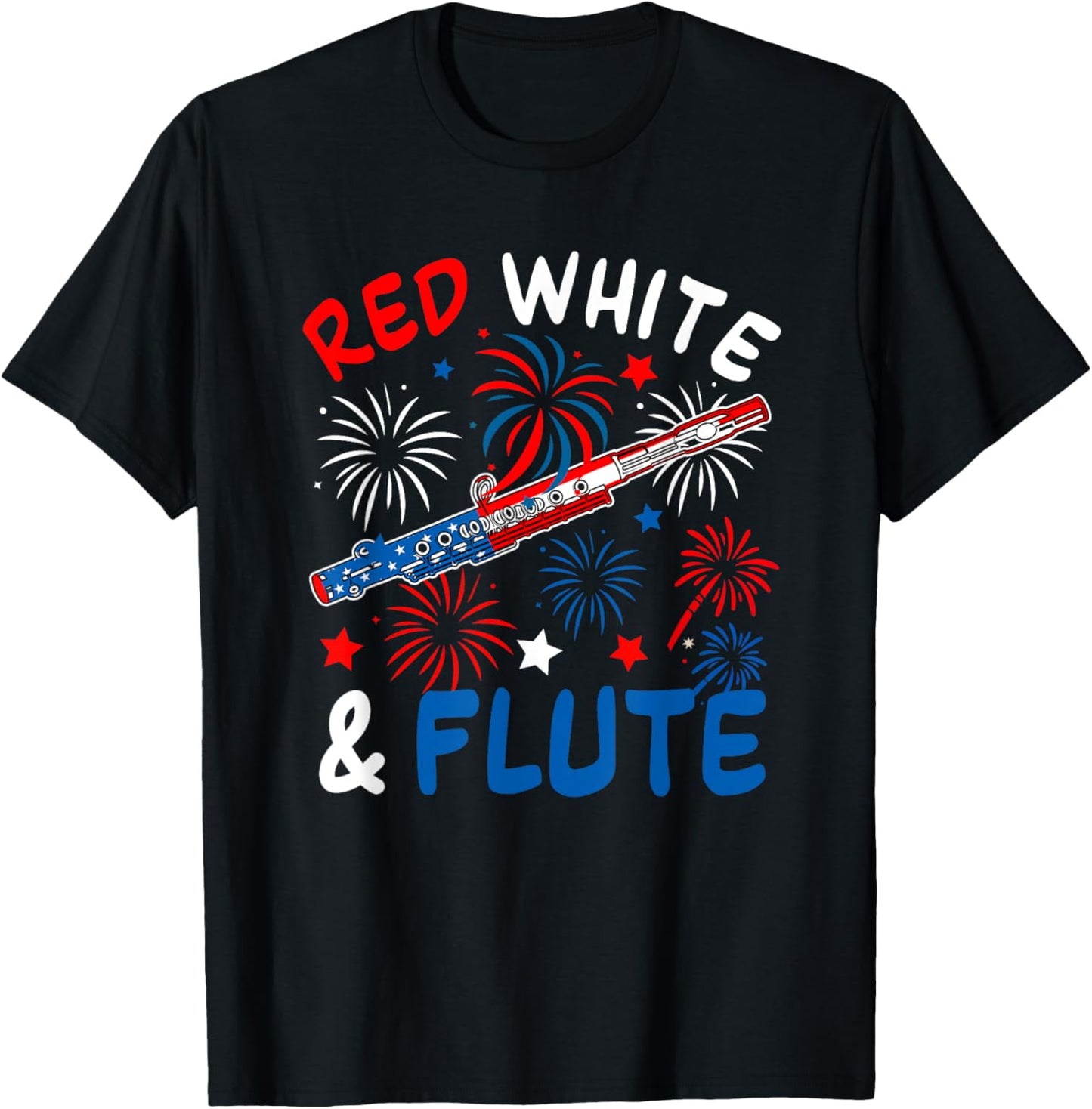 Red White And Flute 4th Of July Us Flag Instrumentalist T-shirt
