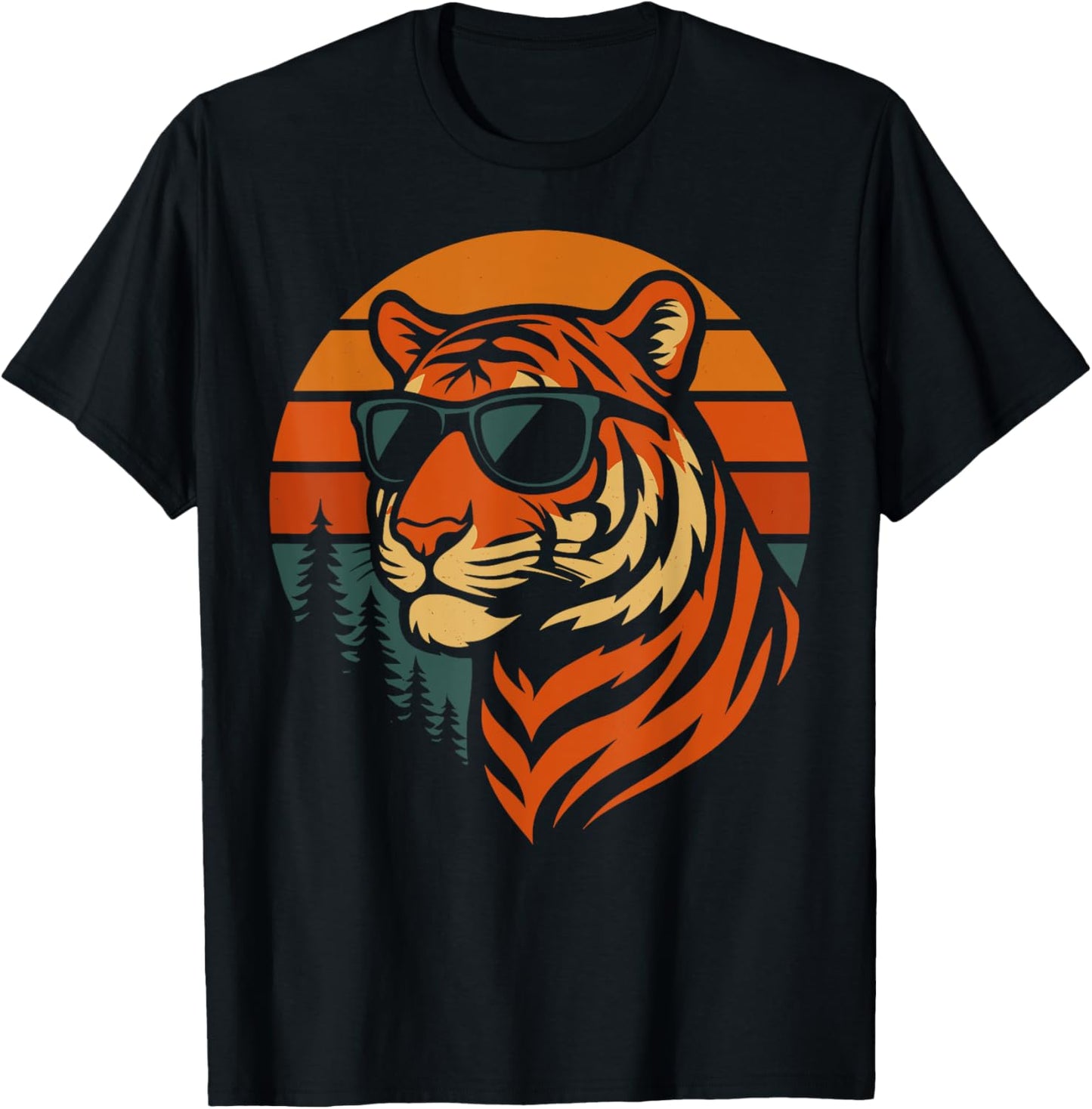 Cool Tiger With sunglasses Retro Forest Lover T-Shirt