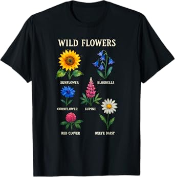 Wild Flowers Botanical Vintage Floral Graphic T-Shirt