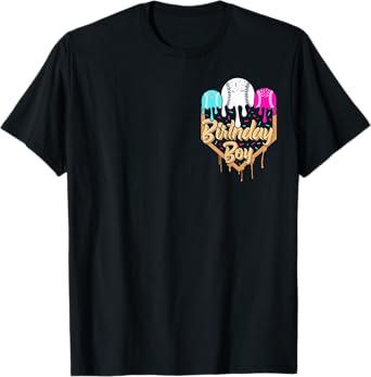 8th Birthday Baseball Ice Cream Drip Sprinkles 8 Year Old T-Shirt