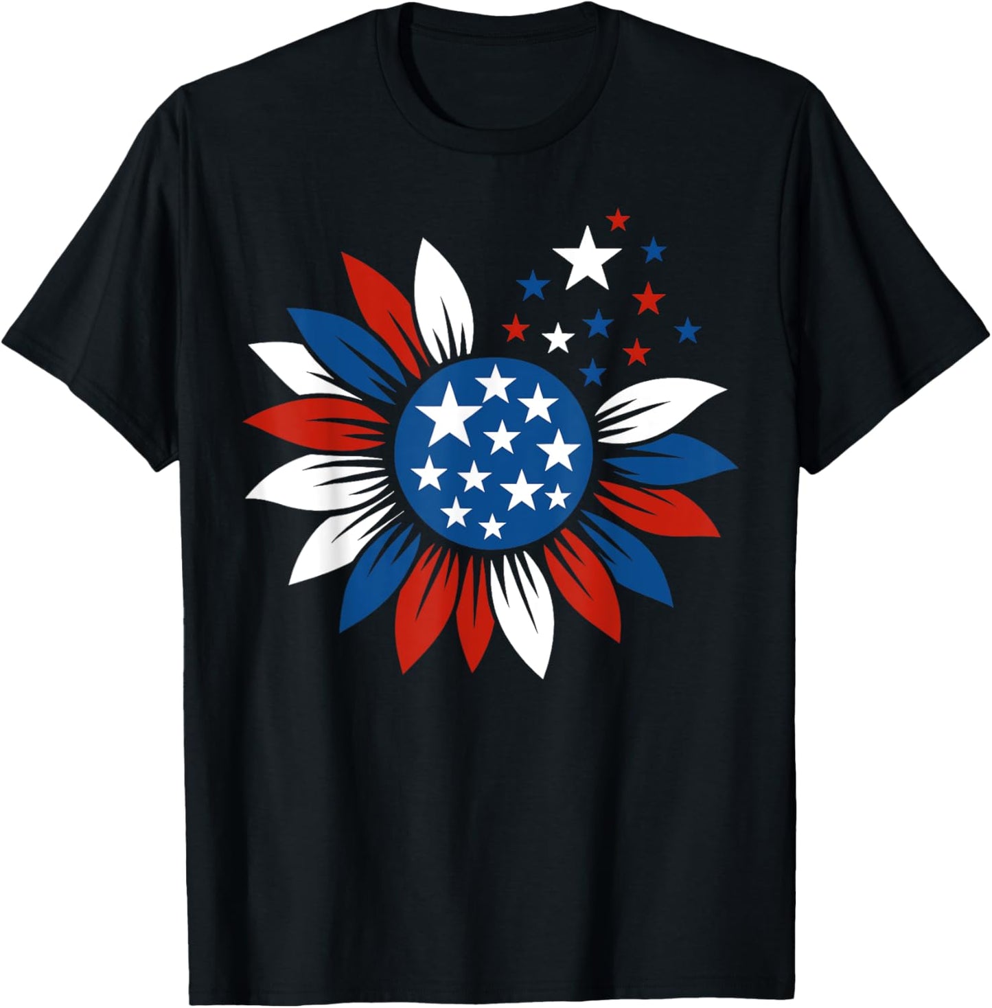 Sunflower American Flag 4th Of July Women Girls Fourth Of T-shirt