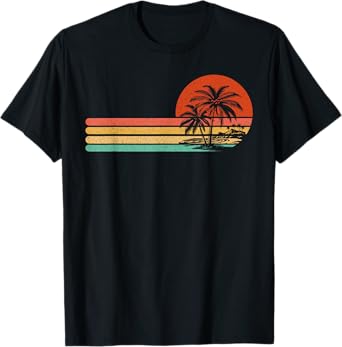 Vintage Tropical Retro Sunset Beach Palm Tree For Men Women T-Shirt