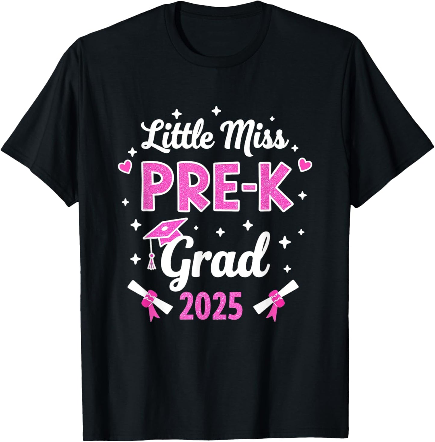 Little Miss Pre-K Grad 2025 Coquette Preschool Graduation T-Shirt