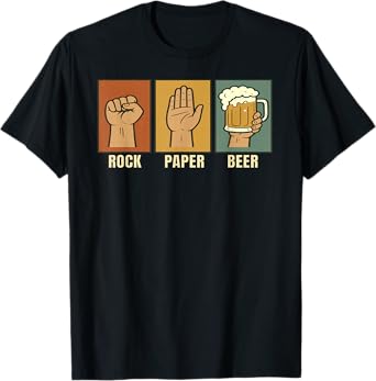 Funny Rock Paper Scissors Beer Retro Humor Design T-Shirt