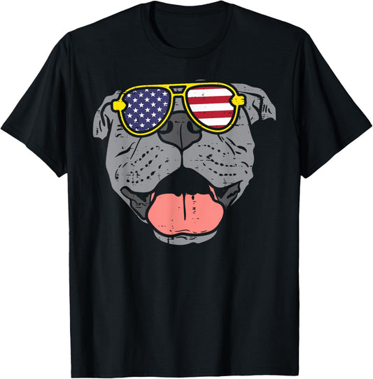 Pitbull Pit American USA Flag 4th Of July Fourth Dog T-Shirt