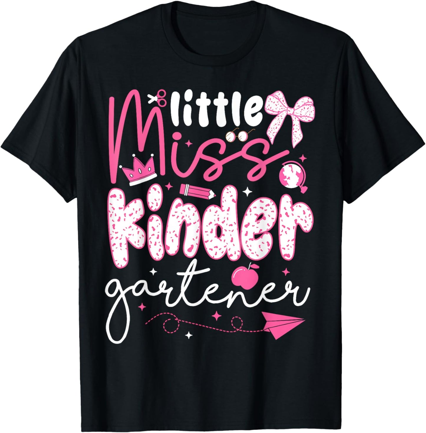 Little Miss Kindergartener Coquette Back To School Kids Girls T-shirt by TeeBrew