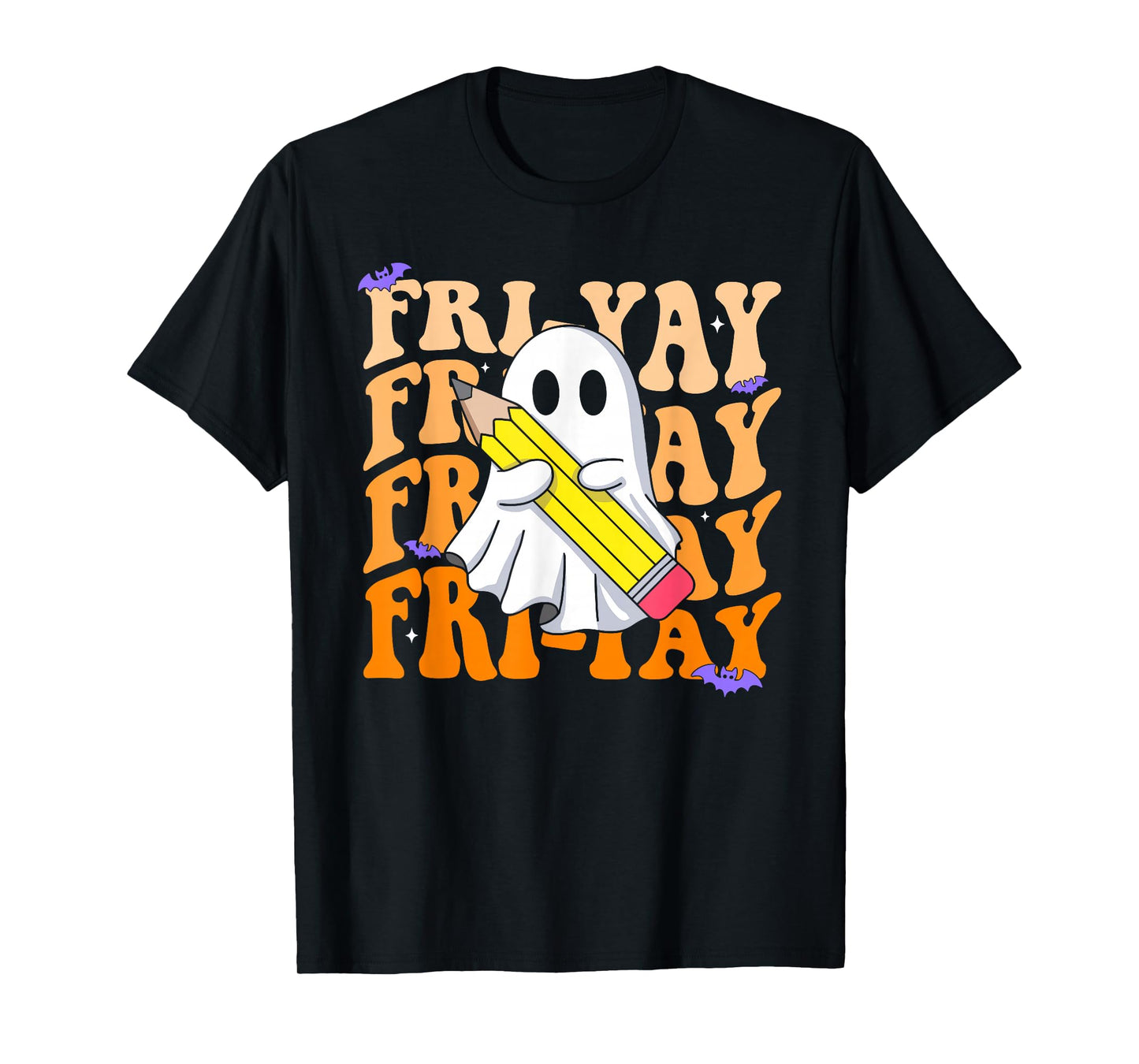 Happy Fri-Yay Friday Lovers Groovy Teacher Life Halloween T-Shirt