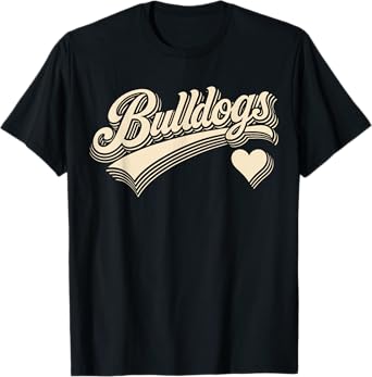 Retro Bulldogs Vintage Heart Design Gift For Men Women Kids T-Shirt