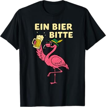Funny Flamingo Oktoberfest Lederhosen Drinking Beer Festival T-Shirt