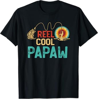 Reel Cool Papaw Vintage Retro Fishing Funny Fisherman Papaw T-Shirt