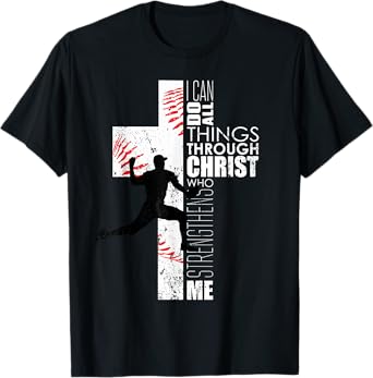 Christian Teen Boys Kids Baseball Pitcher Religious Graphic T-Shirt