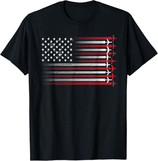 Cute Airplane Pilot Art For Men Women Aviation 4th Of July T-Shirt