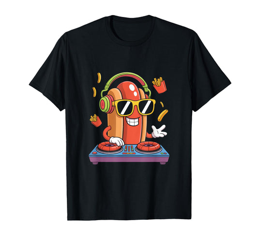 Dj Food Spinning Hotdog Groovy Beats T-Shirt