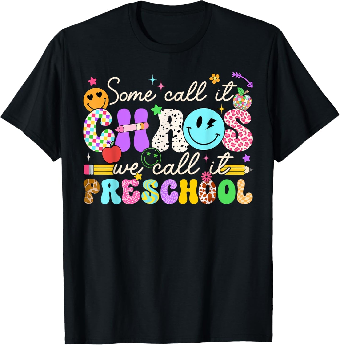 Groovy Chaos Preschool Teacher Squad Back To School Tee | TeeBrew