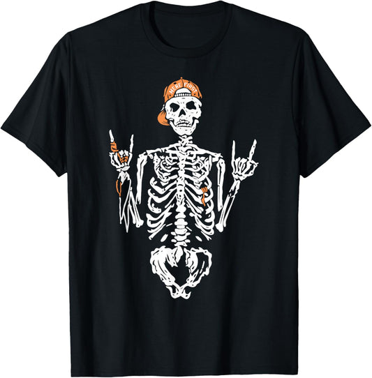Bad Skeleton Hand Rock Summer Halloween Skull Women Men Kids T-Shirt