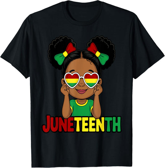 Juneteenth Black American African Girl 19th Kids T-Shirt