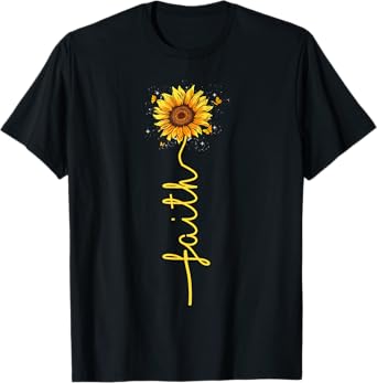 Christian Lovers Faith Cross Sunflower Jesus Faith Sunflower T-Shirt